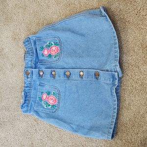 Girls embroidered button up skirt